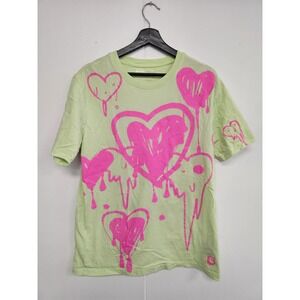 Twitch Shirt Mens‎ Medium Green Pink Dripping Hearts Graphic Gamer Streaming